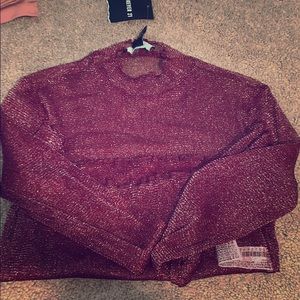 Sparkly see through ruffle crop top